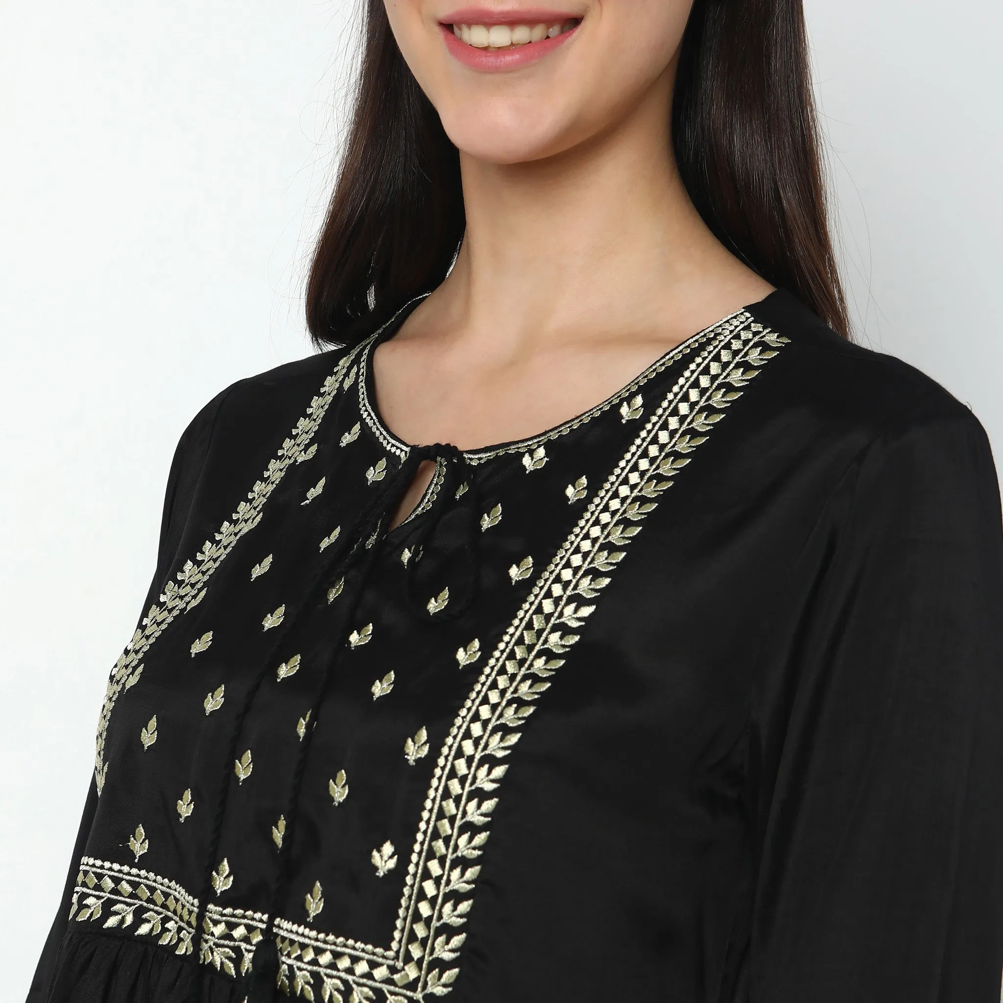 Flare Fit Embroidered Kurta