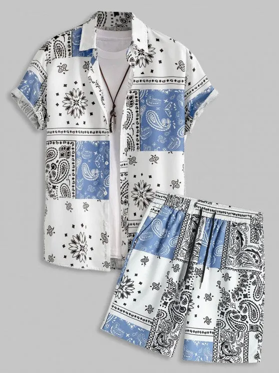 Floral Print Pattern Shirt And Shorts Set