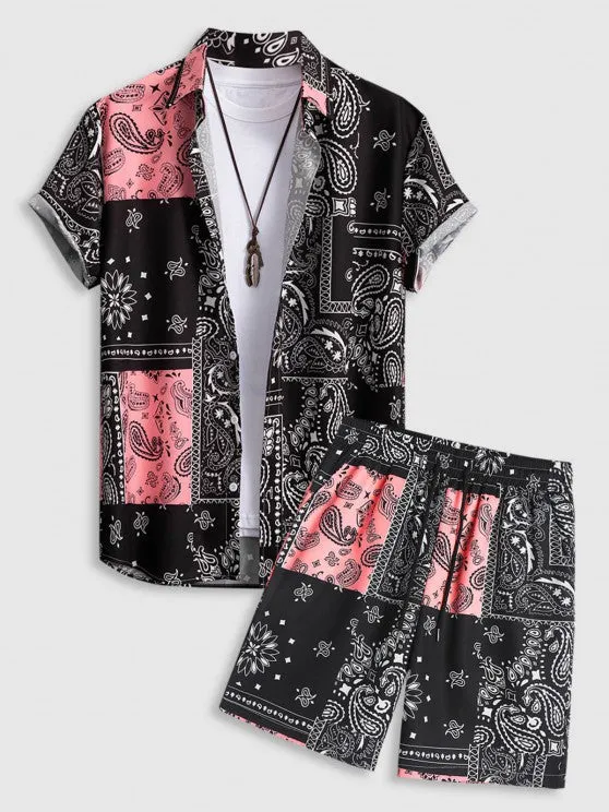 Floral Print Pattern Shirt And Shorts Set