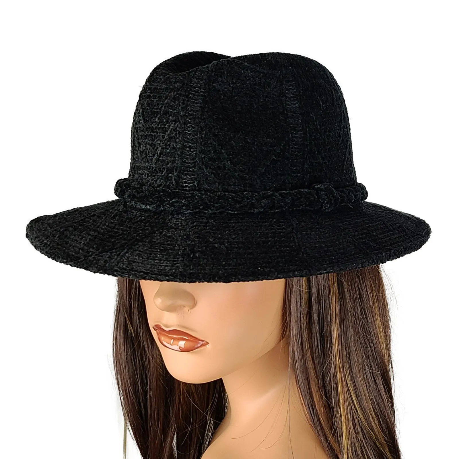 Four Buttons San Diego Texture Knit Pattern Fedora Hat