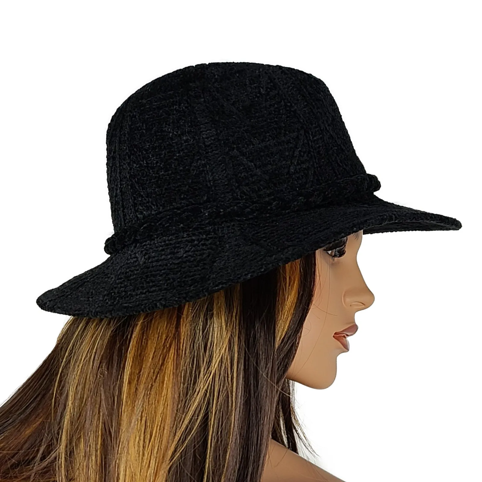 Four Buttons San Diego Texture Knit Pattern Fedora Hat