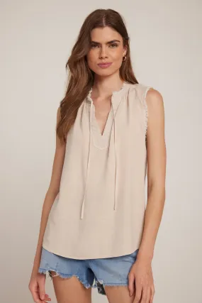 Fray Edge Sleeveless Top - Soft Tan