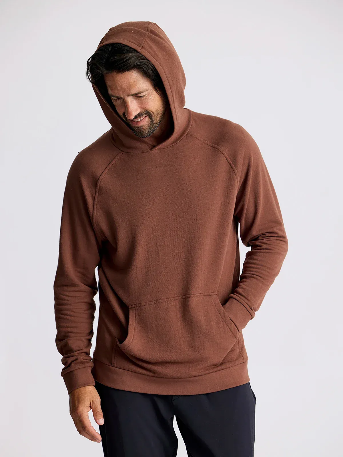 Free Fly Men's Bamboo Lightweight Fleece Hoodie in Chestnut