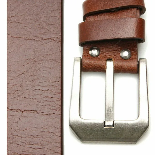 Full Grain Genuine Leather Belt - Milano PAM (Tin Buckle) - Brown