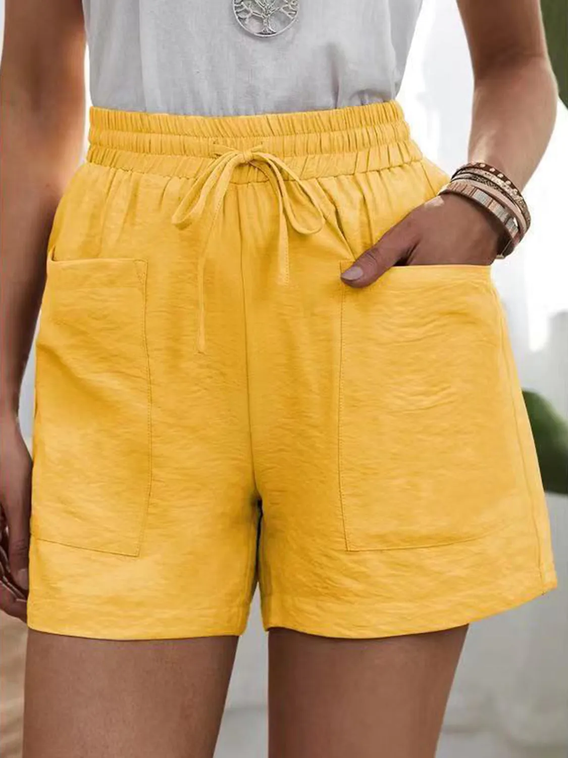 Full Size Drawstring Shorts with Pockets