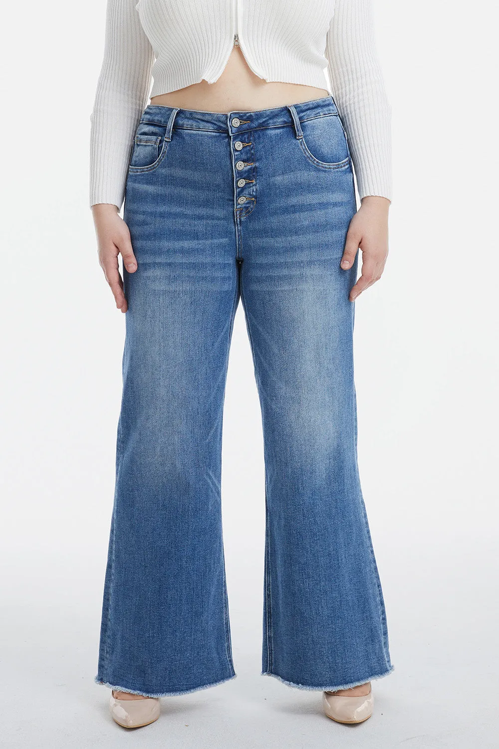 Full Size High Waist  Wide Leg Mom Jeans