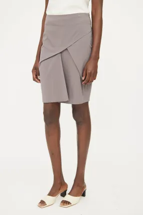 Grey Gathered Pencil Skirt