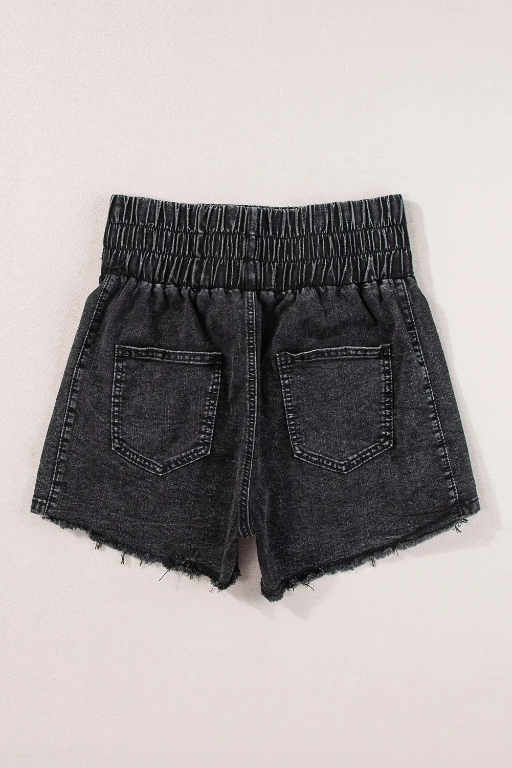 High Waist Raw Hem Denim Shorts