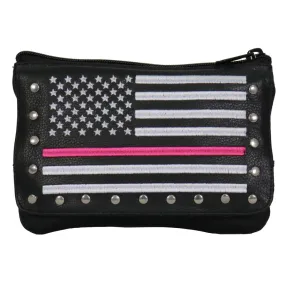 Hot Leathers CPE2102 Embroidered Clip Pouch Purse with Pink Line