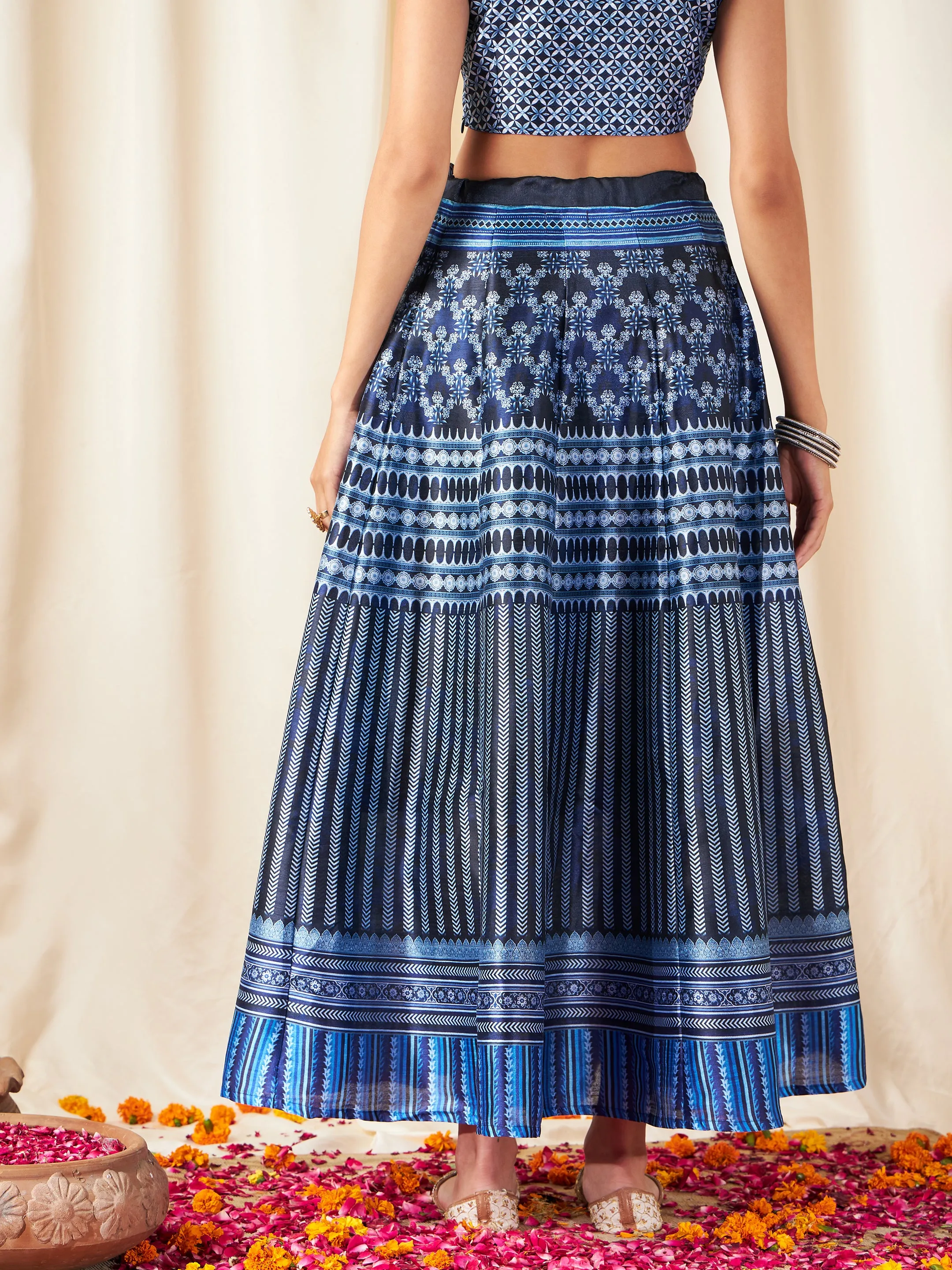 Indigo Kali Chevron Anarkali Skirt