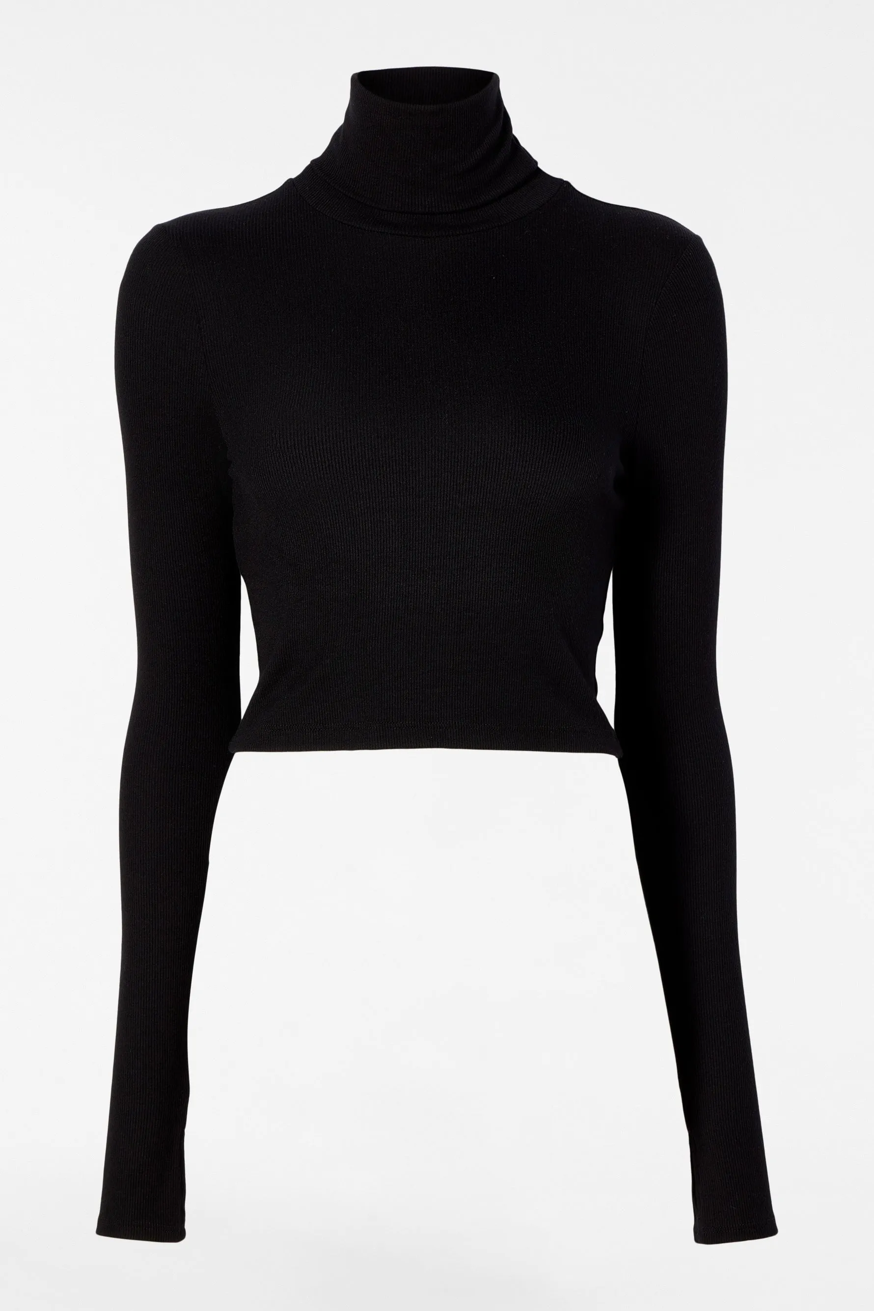 Jackson Rib Cropped Turtleneck - Black