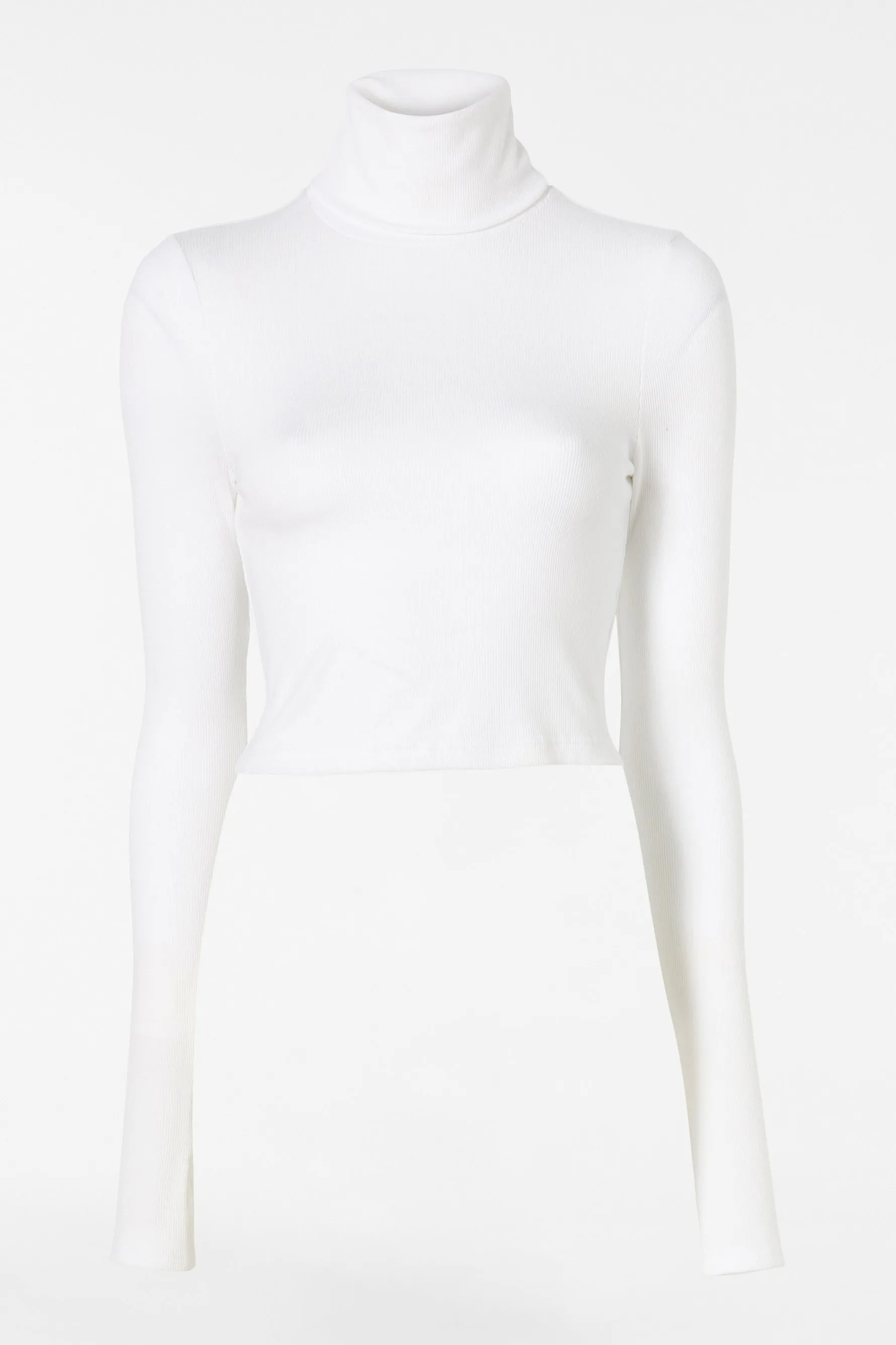 Jackson Rib Cropped Turtleneck - White