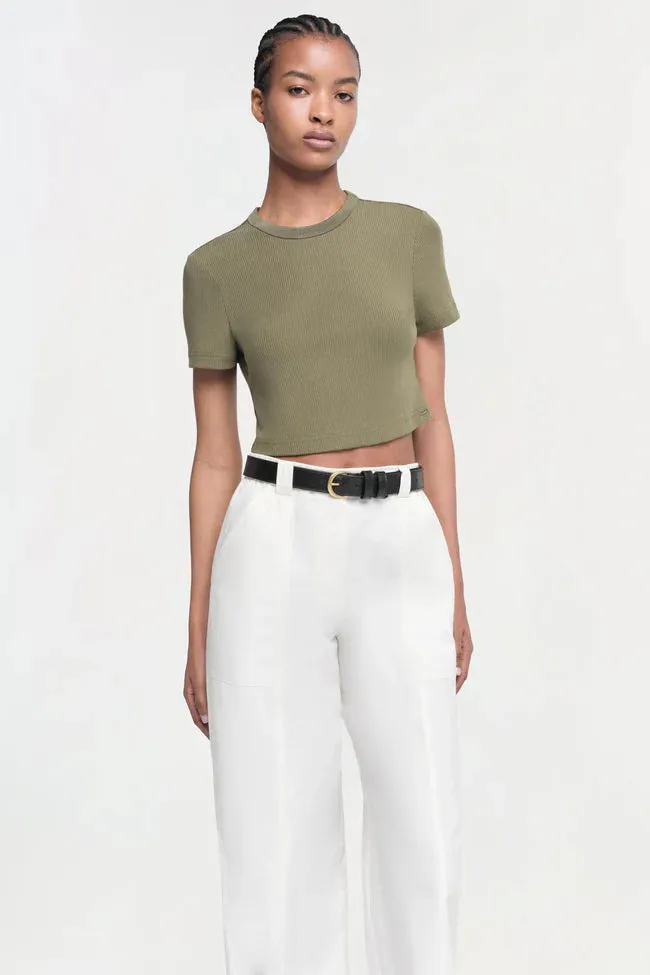 Jonathan Simkhai Cinta Cropped Tee Army Green