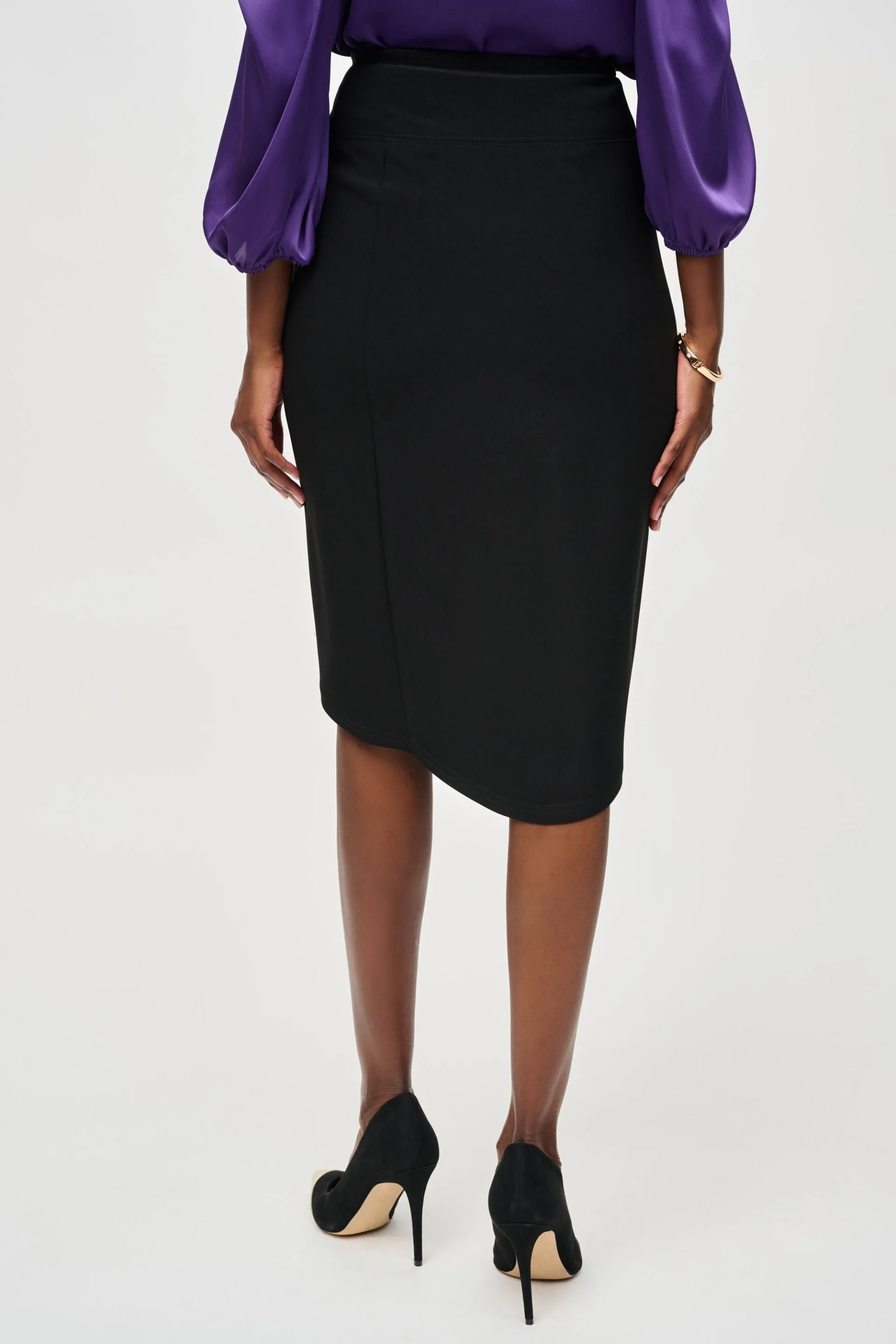 Joseph Ribkoff Black High Waist High-Low Pencil Skirt 243245