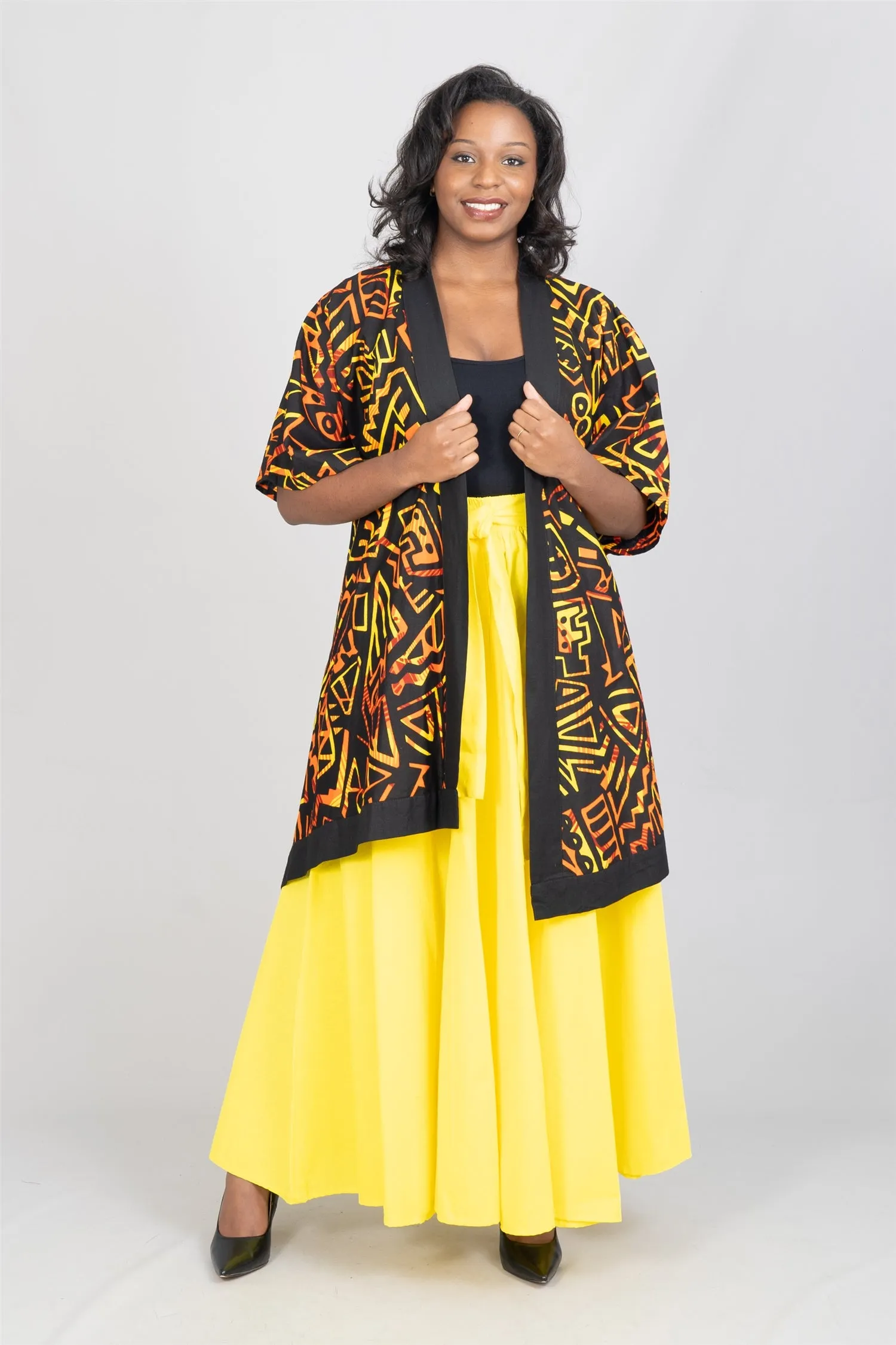 KaraChic 7786 Authentic African Print Belted Kimono Jacket