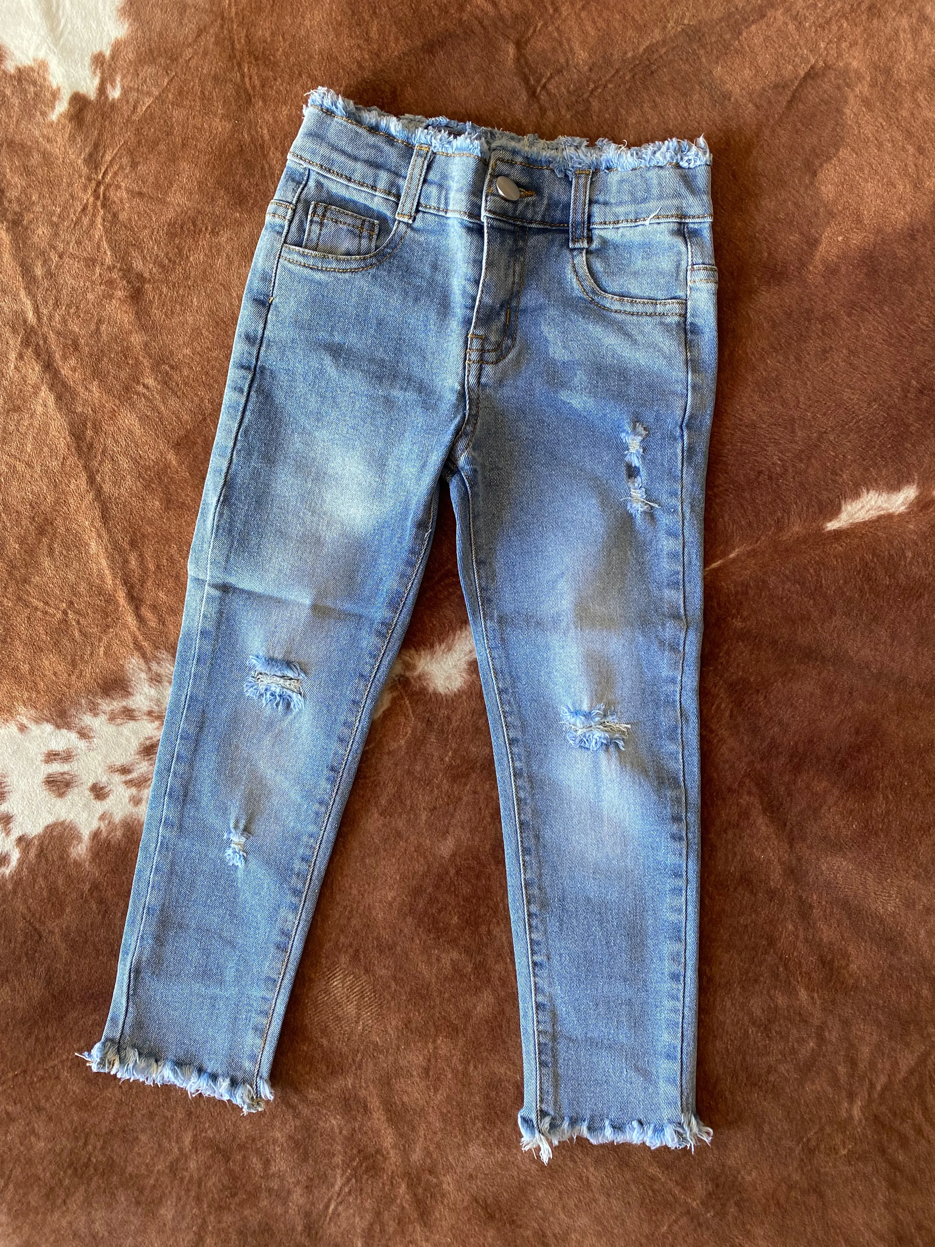 Kids Frayed Blue Jeans