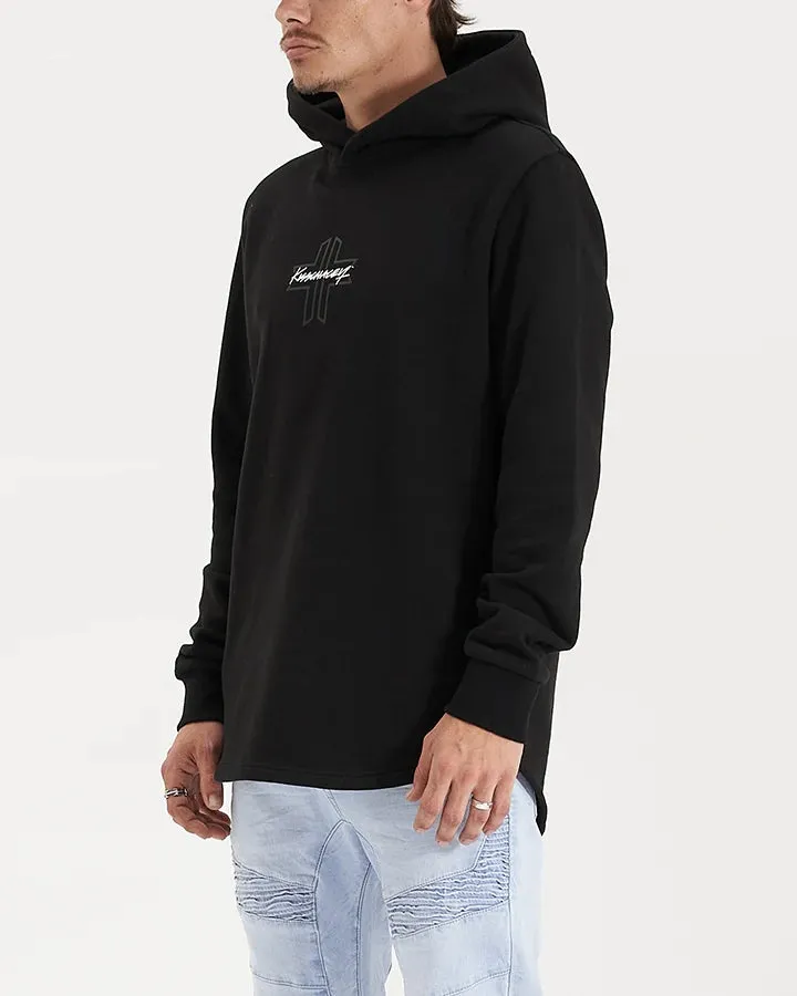 KISS CHACEY Mens Zenth Dual Curved Hem Hoodie - Jet Black