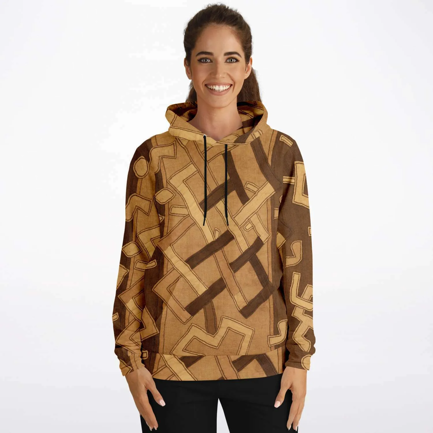 Kuba Cloth African Hoodie, Bogolan Kente Cloth Mudcloth Jacket Sweatshirt Hippie Gift | Boho Afrocentric Kilim Tribal Pullover Hoodie