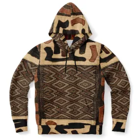 Kuba Cloth Inspired African Hoodie, Congo Bogolan Kente Cloth Mudcloth Jacket Textile Hippie Boho Afrocentric Kilim Tribal Pullover Hoodie