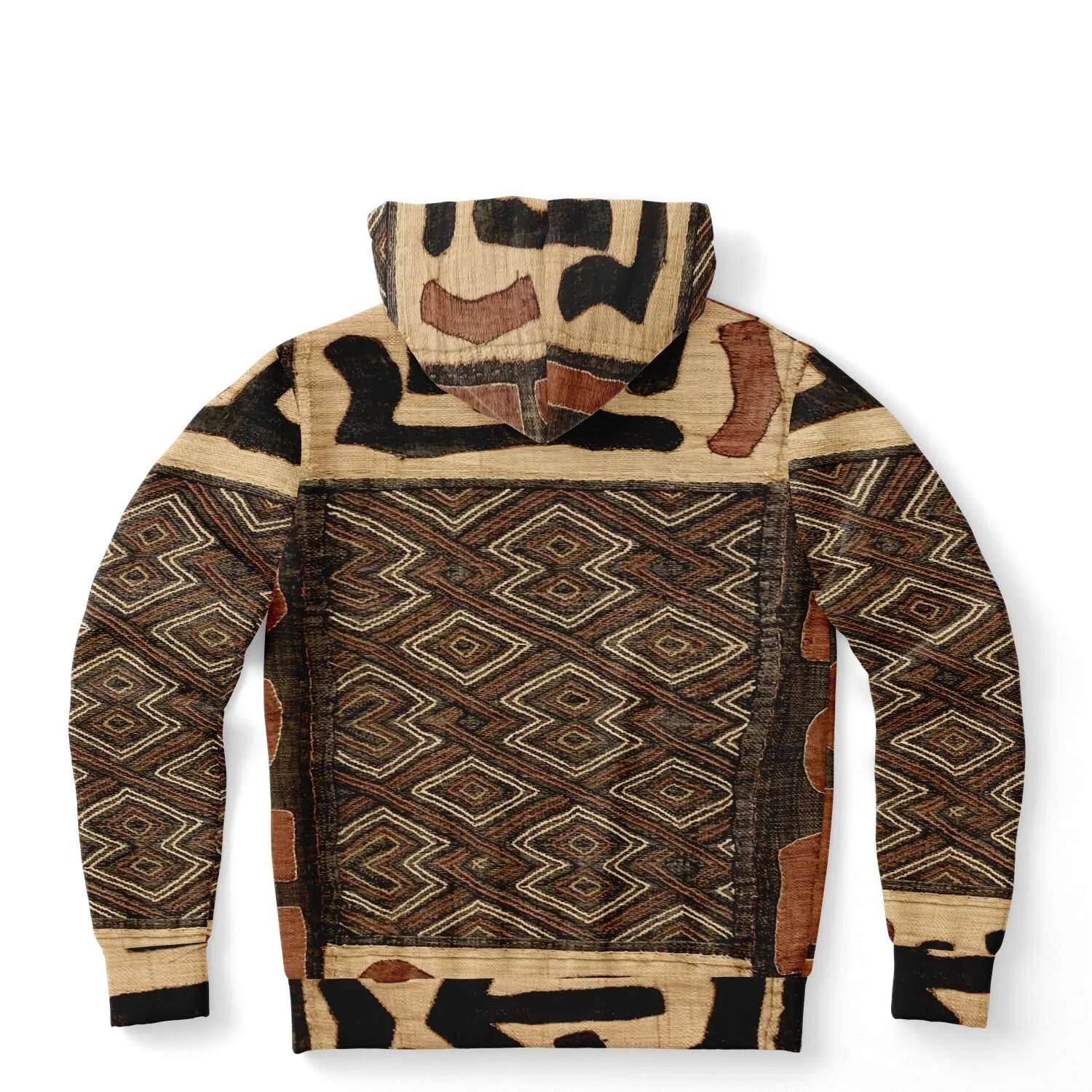 Kuba Cloth Inspired African Hoodie, Congo Bogolan Kente Cloth Mudcloth Jacket Textile Hippie Boho Afrocentric Kilim Tribal Pullover Hoodie