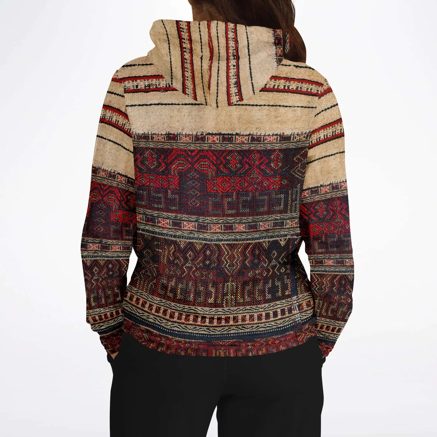 Li Tribe Inspired Hoodie, Traditional World Style, Ethnic Asian Boho Textile Chinese Kilim Unisex Jacket Tribal Pullover Hoodie