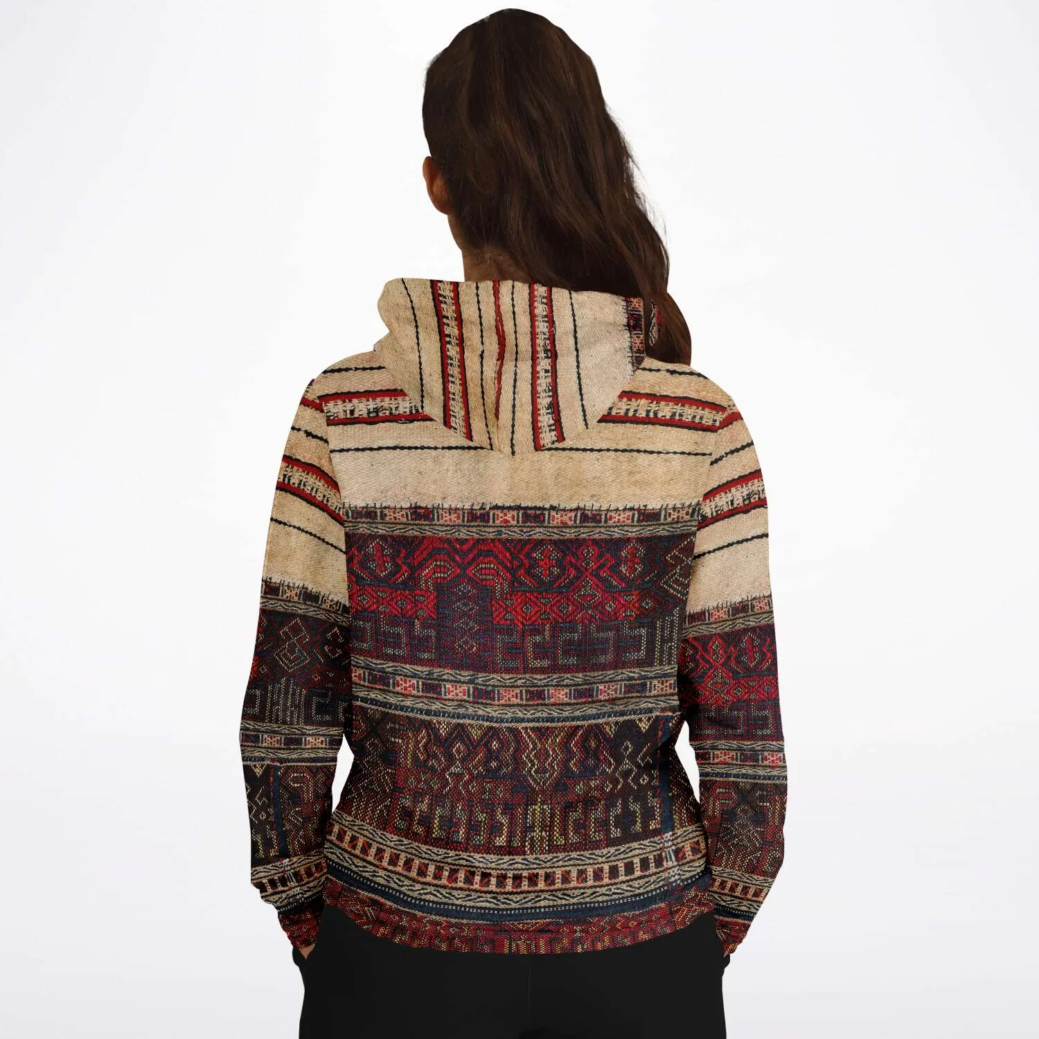 Li Tribe Inspired Hoodie, Traditional World Style, Ethnic Asian Boho Textile Chinese Kilim Unisex Jacket Tribal Pullover Hoodie