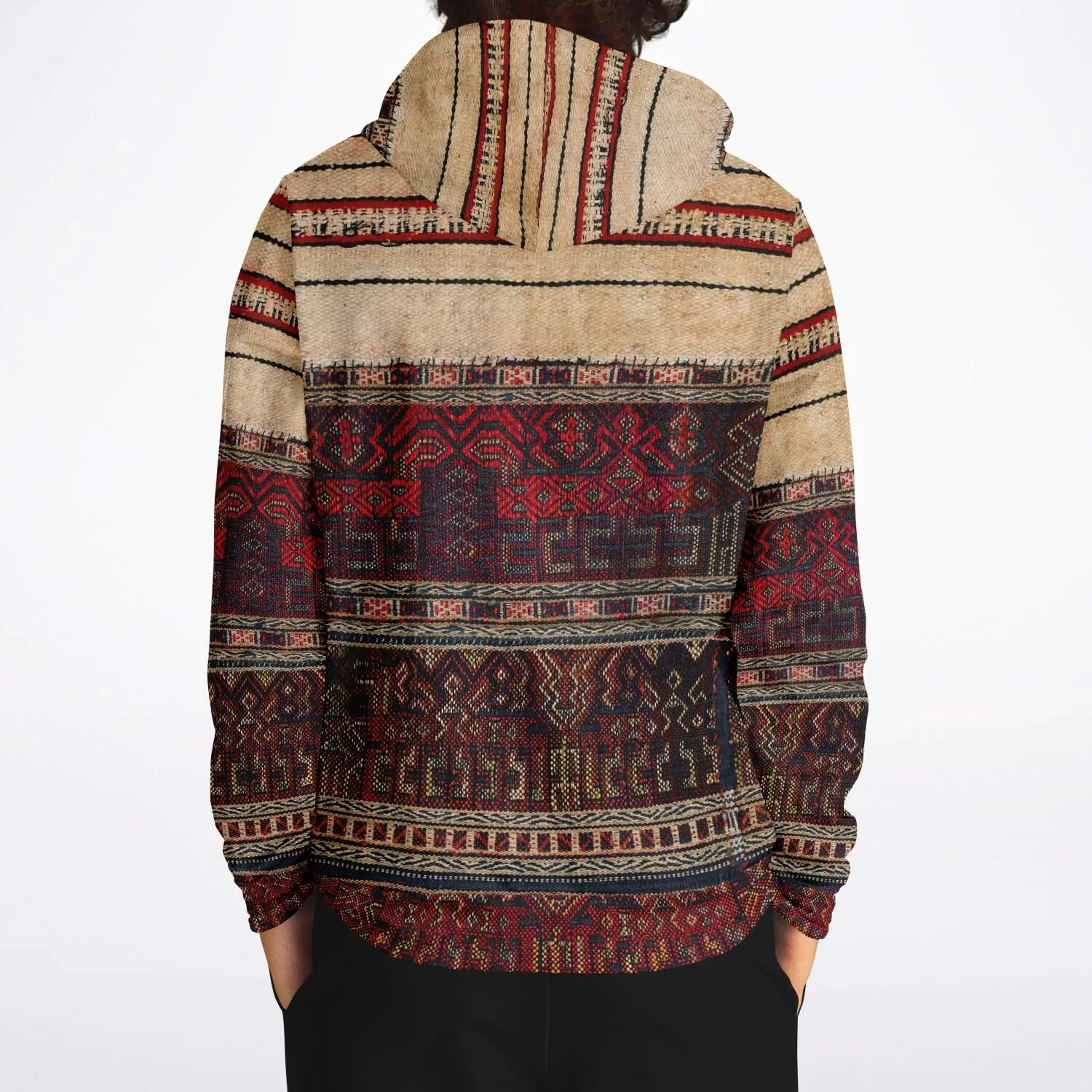 Li Tribe Inspired Hoodie, Traditional World Style, Ethnic Asian Boho Textile Chinese Kilim Unisex Jacket Tribal Pullover Hoodie