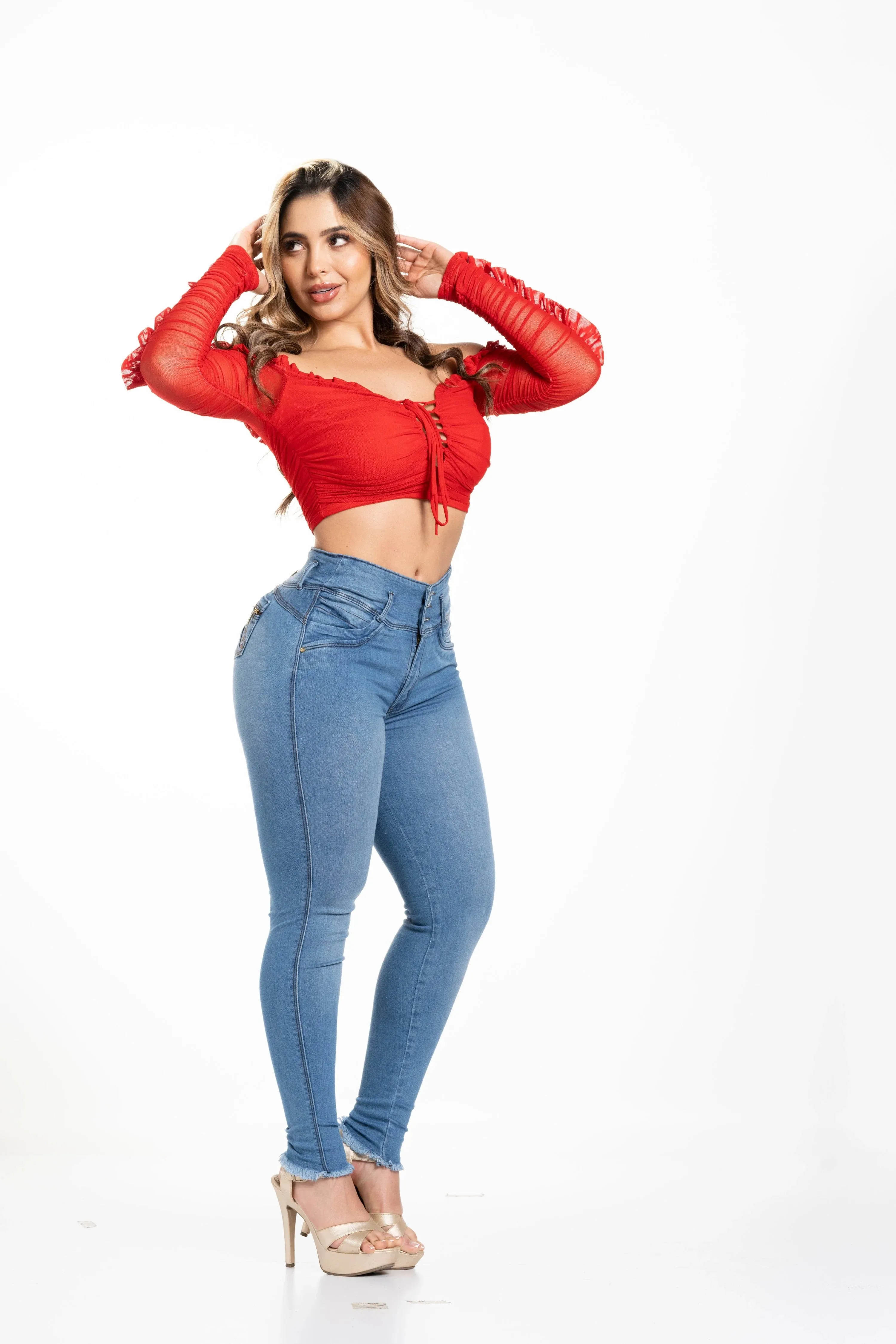 LT.ROSE 1317 JEANS LEVANTADORES DE DENIM DE DENIM CON CINTURA ANCHA SKINNY COLOMBIANO