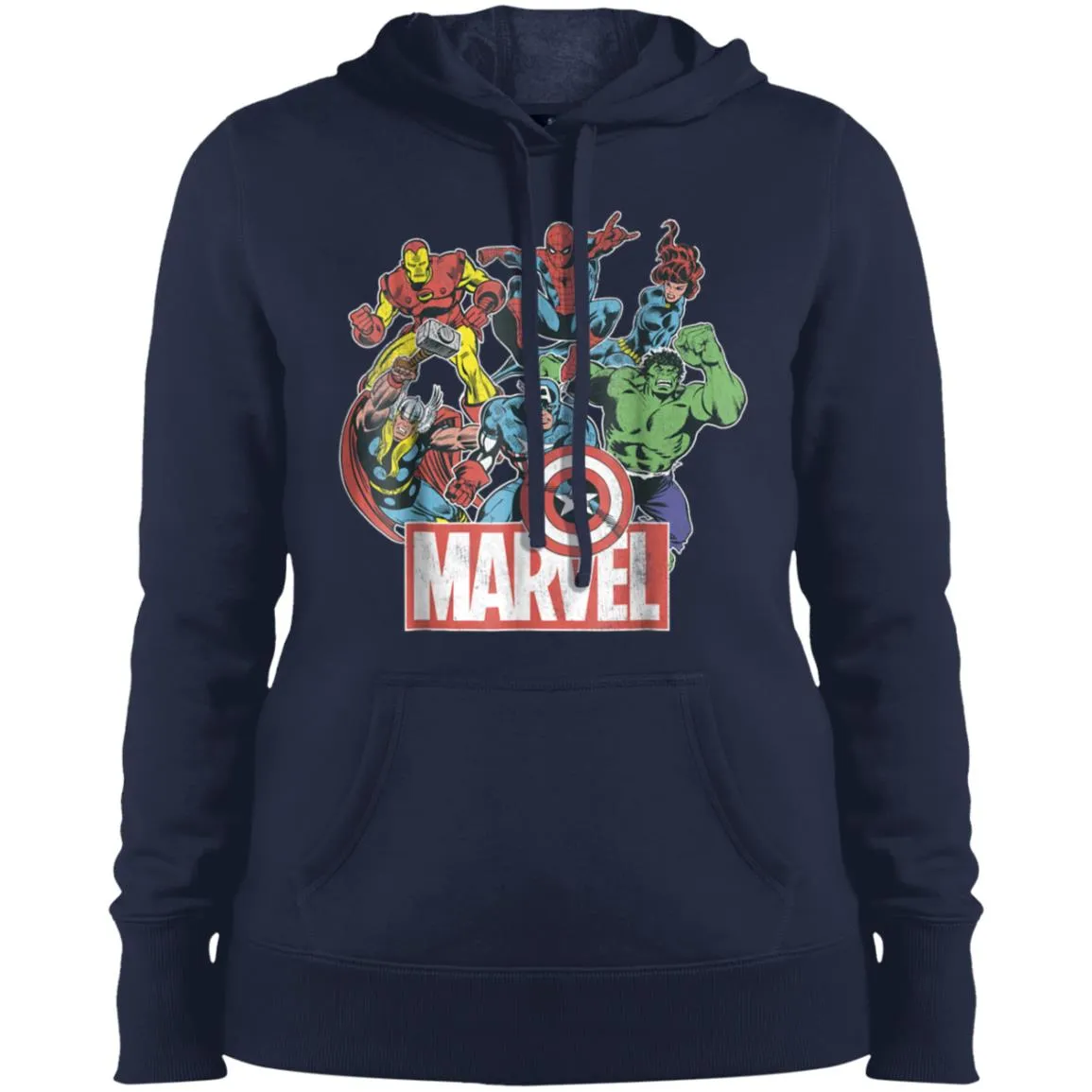 Marvel Avengers Team Retro Comic Vintage Graphic Women Hooded Sweatshirt