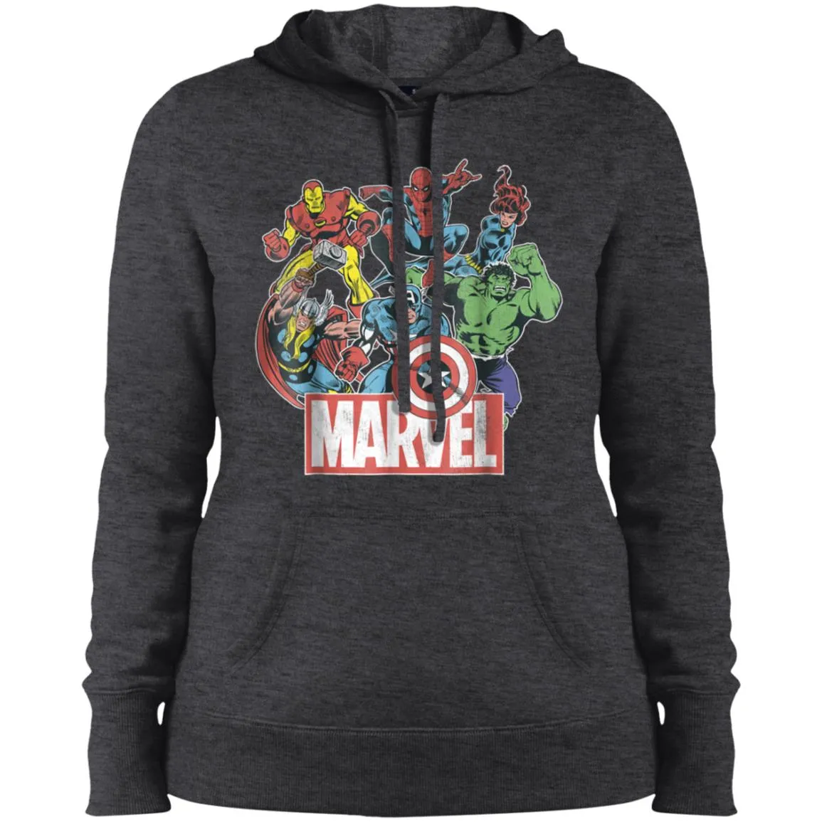 Marvel Avengers Team Retro Comic Vintage Graphic Women Hooded Sweatshirt