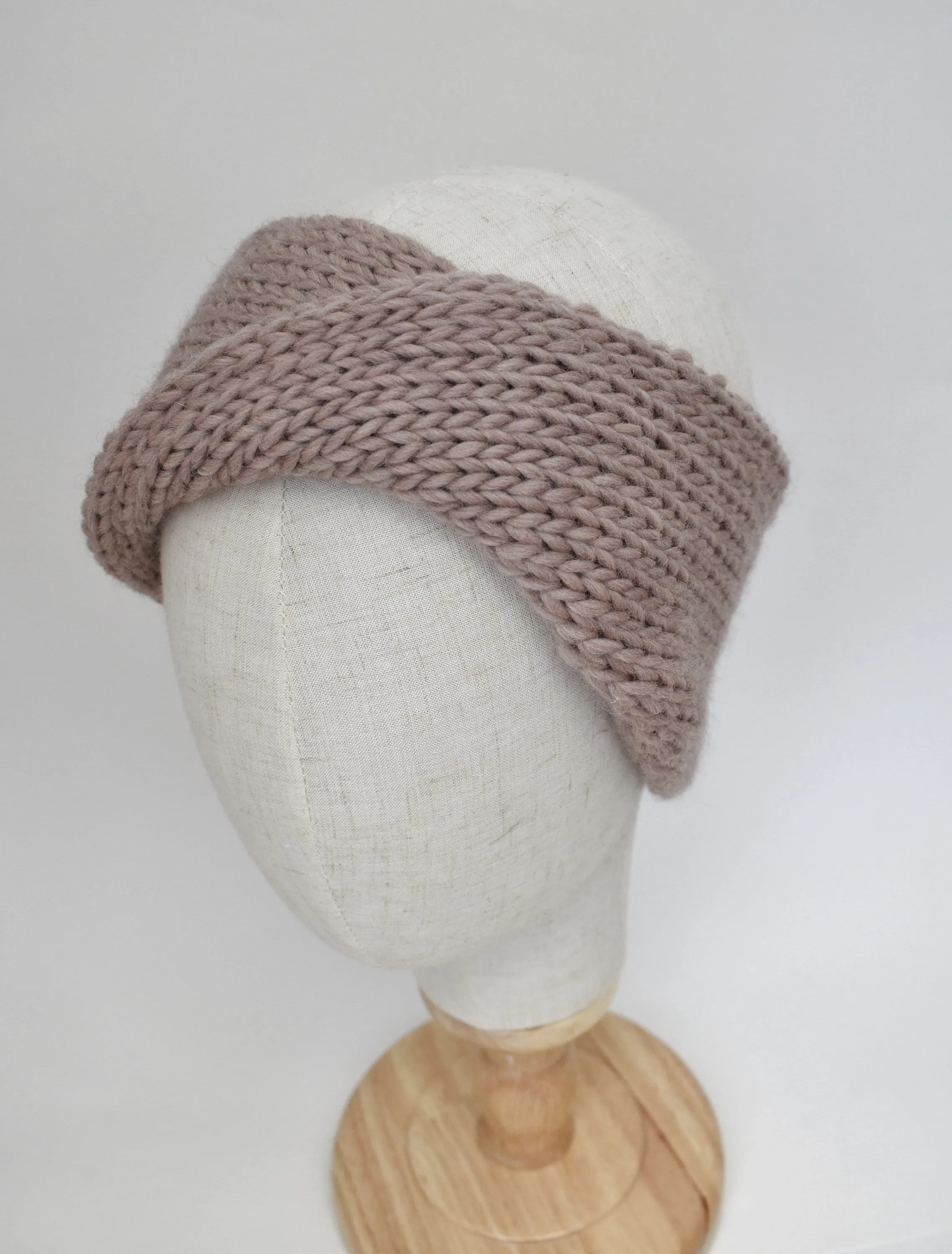 Mauve Peruvian Wool Hand Knit Headband