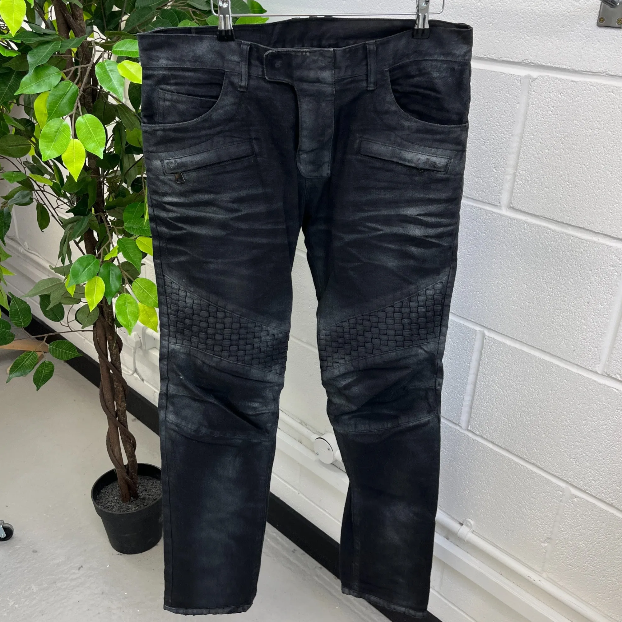 Men's Biker Jeans Black Size Waist 32"