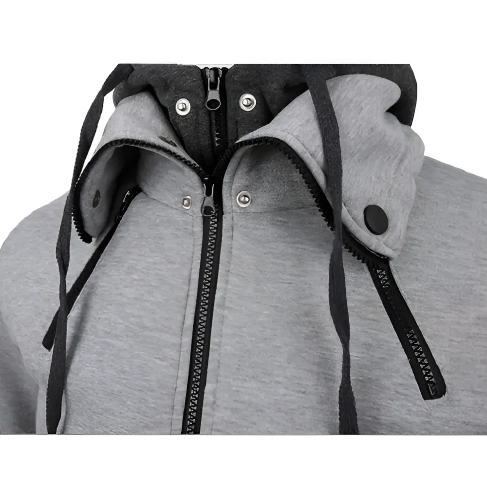 Mens High Collar Hoodie with Contrasting Cuffs