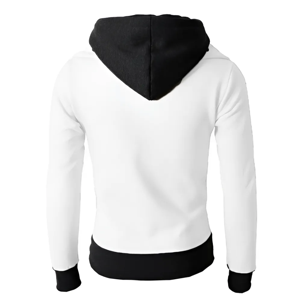 Mens High Collar Hoodie with Contrasting Cuffs