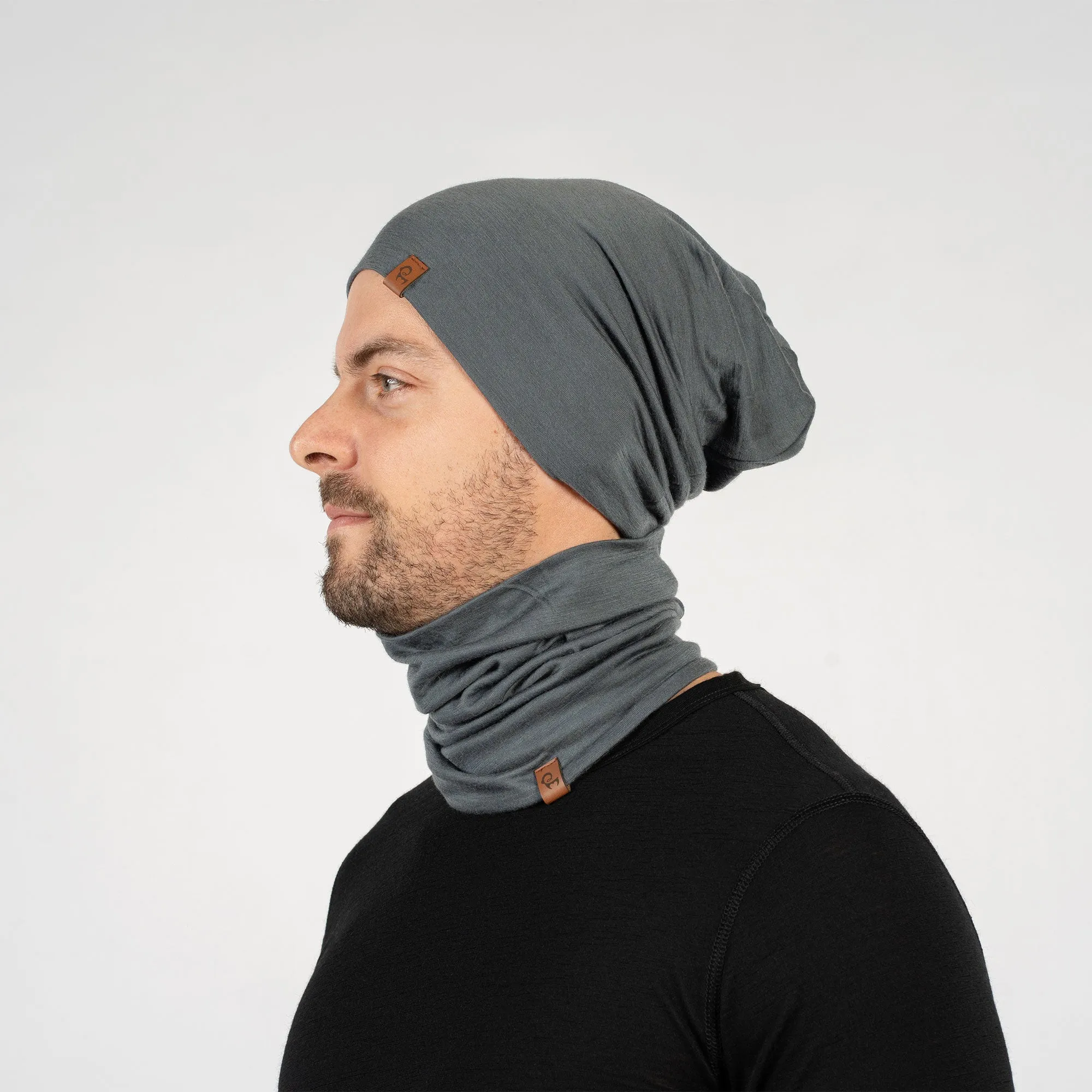 Men's Merino Beanie & Gaiter 2-Piece Perfect Grey