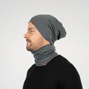 Men's Merino Beanie & Gaiter 2-Piece Perfect Grey