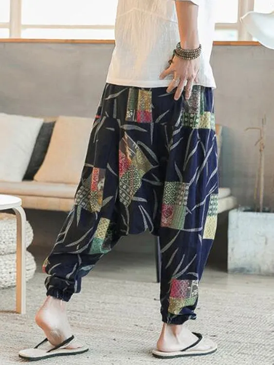 Men's Vintage Print Harem Pants SKU887562