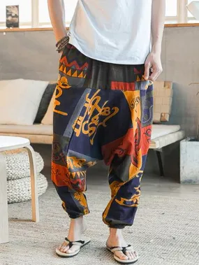 Men's Vintage Print Harem Pants SKU887562