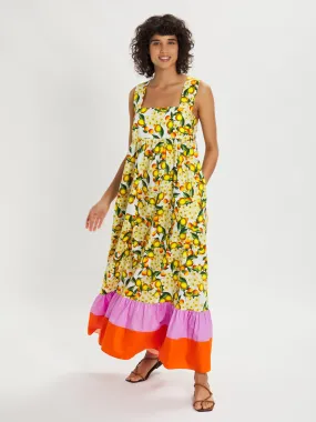 Mila Lemon Floral Cotton Maxi Dress – Yellow