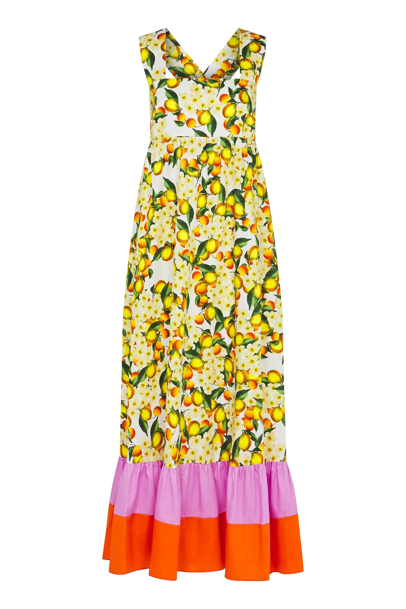 Mila Lemon Floral Cotton Maxi Dress – Yellow