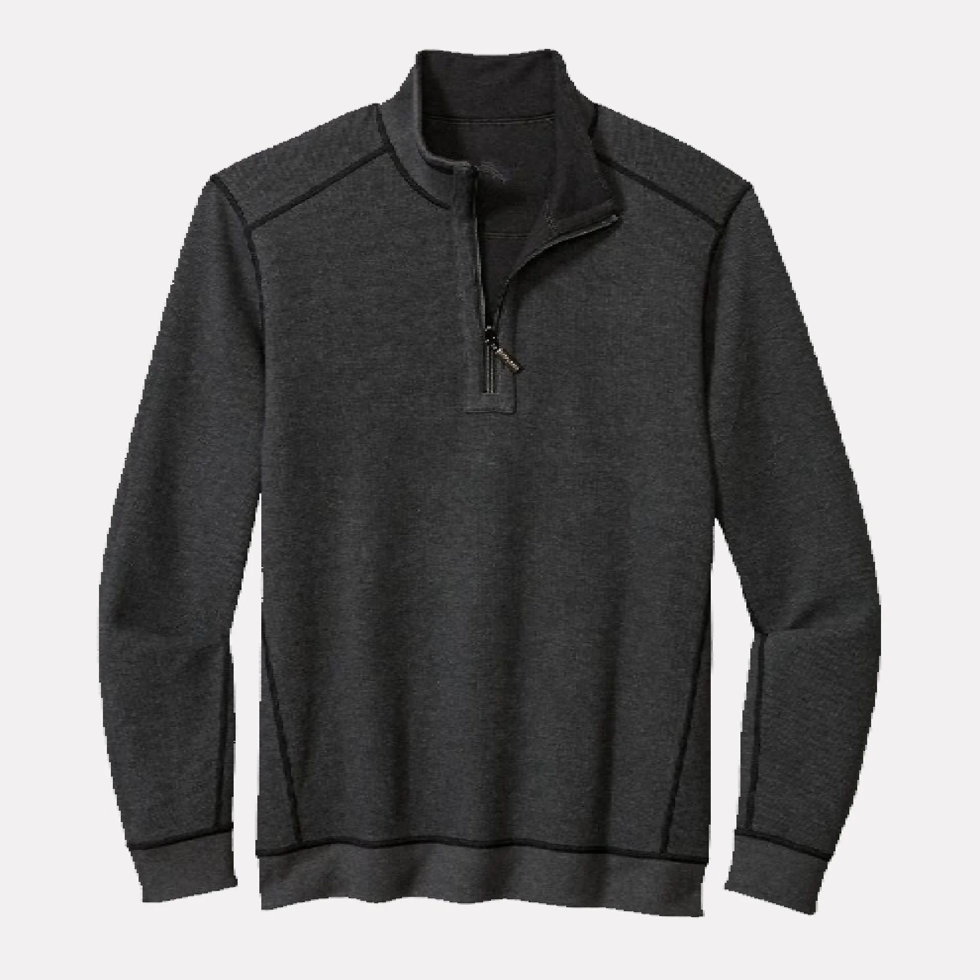 New Flip Coast Half Zip Reversible Cotton Pullover / Black