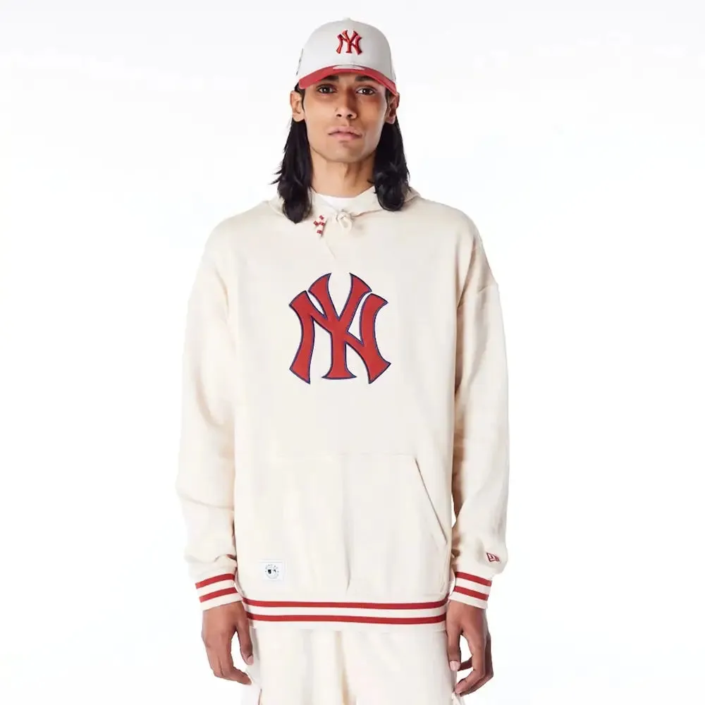 New York Yankees Mlb Rib Infill Stone Oversized Pullover Hoodie