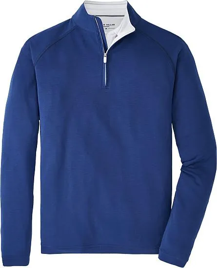 Peter Millar Dri-Release Natural Touch Quarter-Zip Golf Pullovers in Atlantic Blue