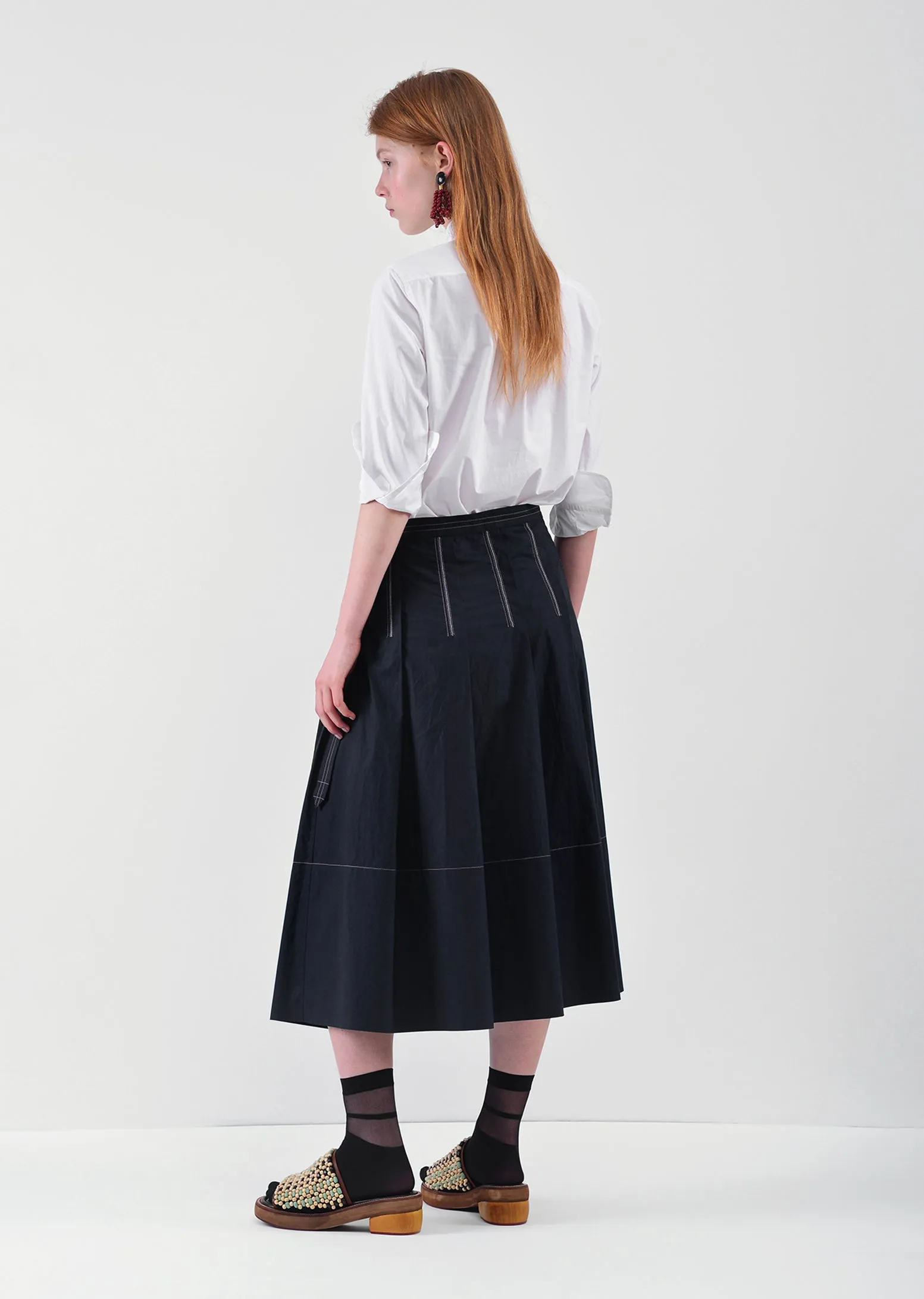 Pintuck Contrast Stitch Skirt