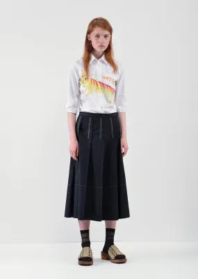 Pintuck Contrast Stitch Skirt