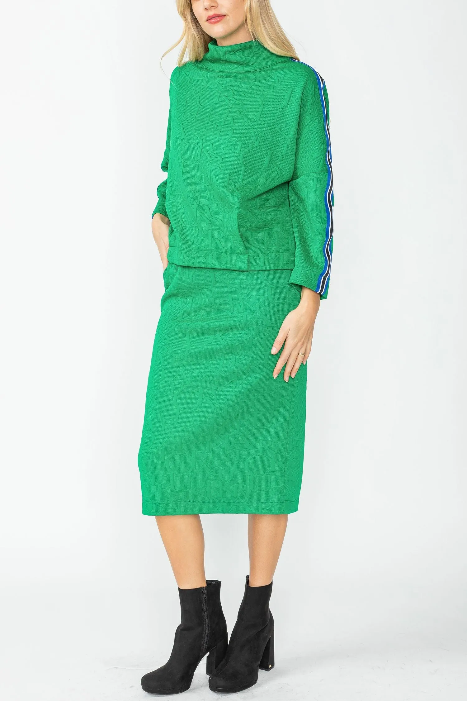 Plus Size Green Side Pocket Special Tape Pencil Skirt