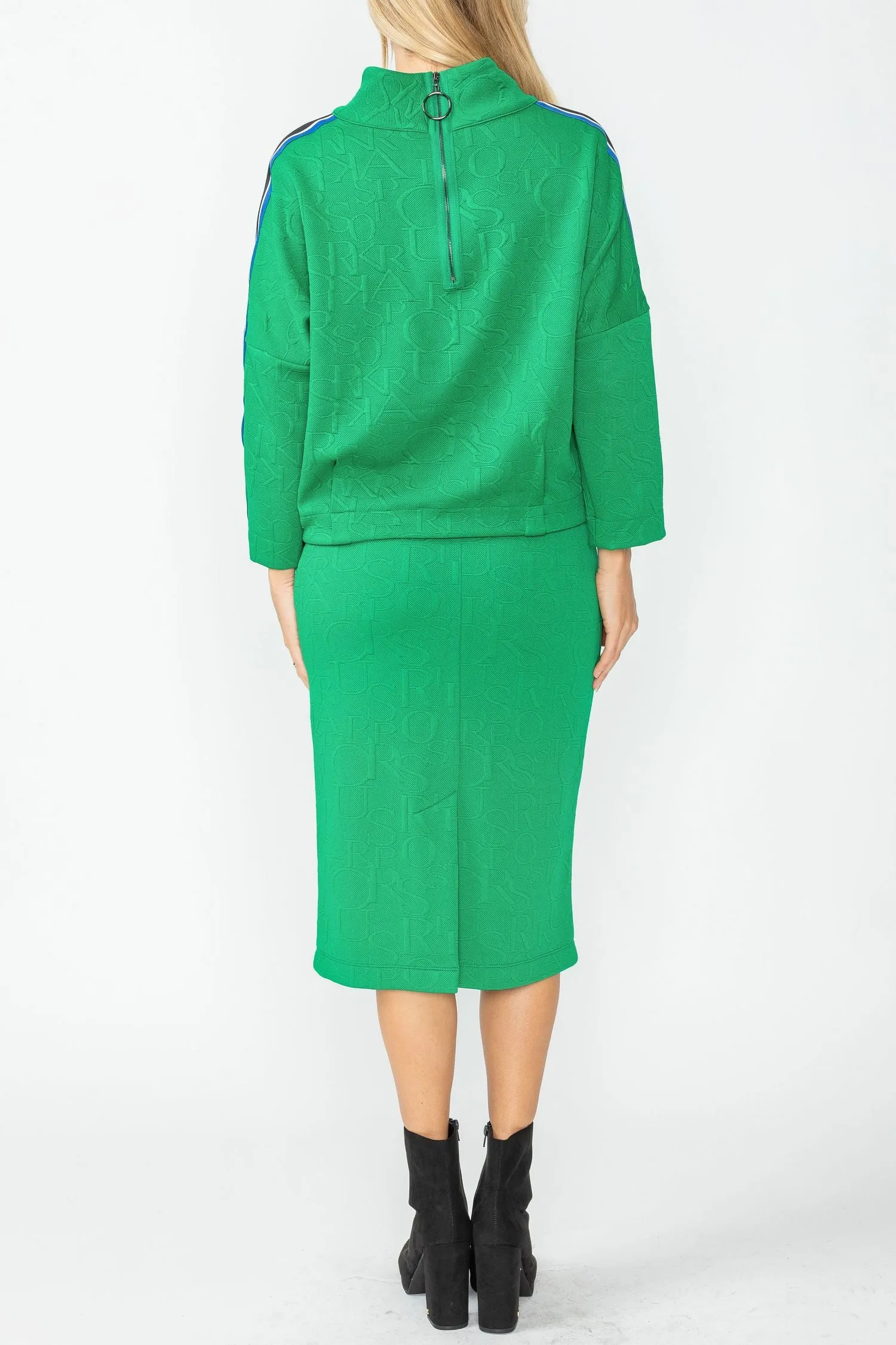 Plus Size Green Side Pocket Special Tape Pencil Skirt