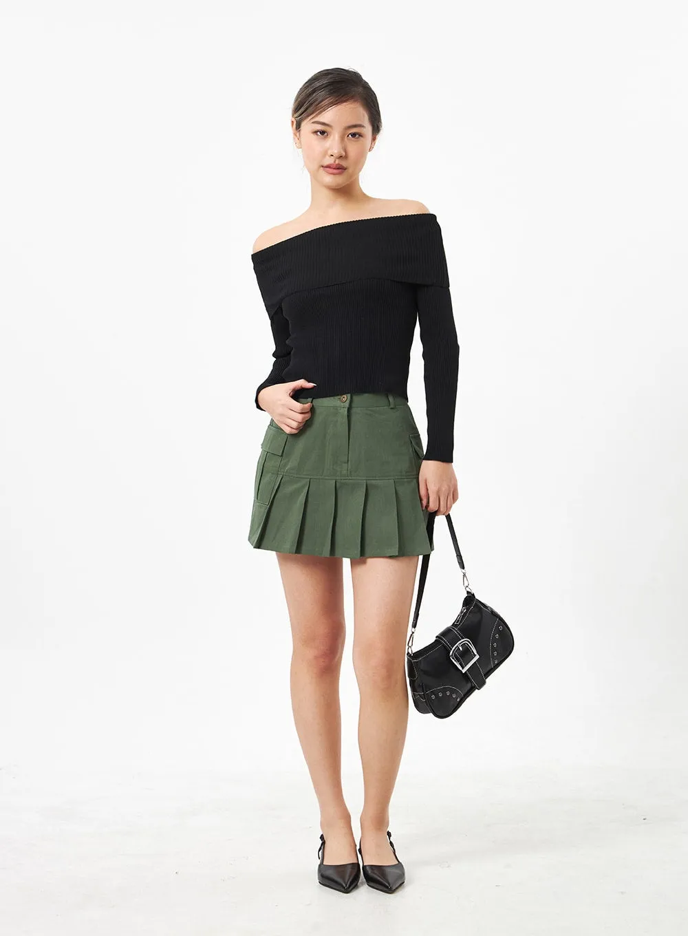 Pocket Pleated Mini Skirt CA304