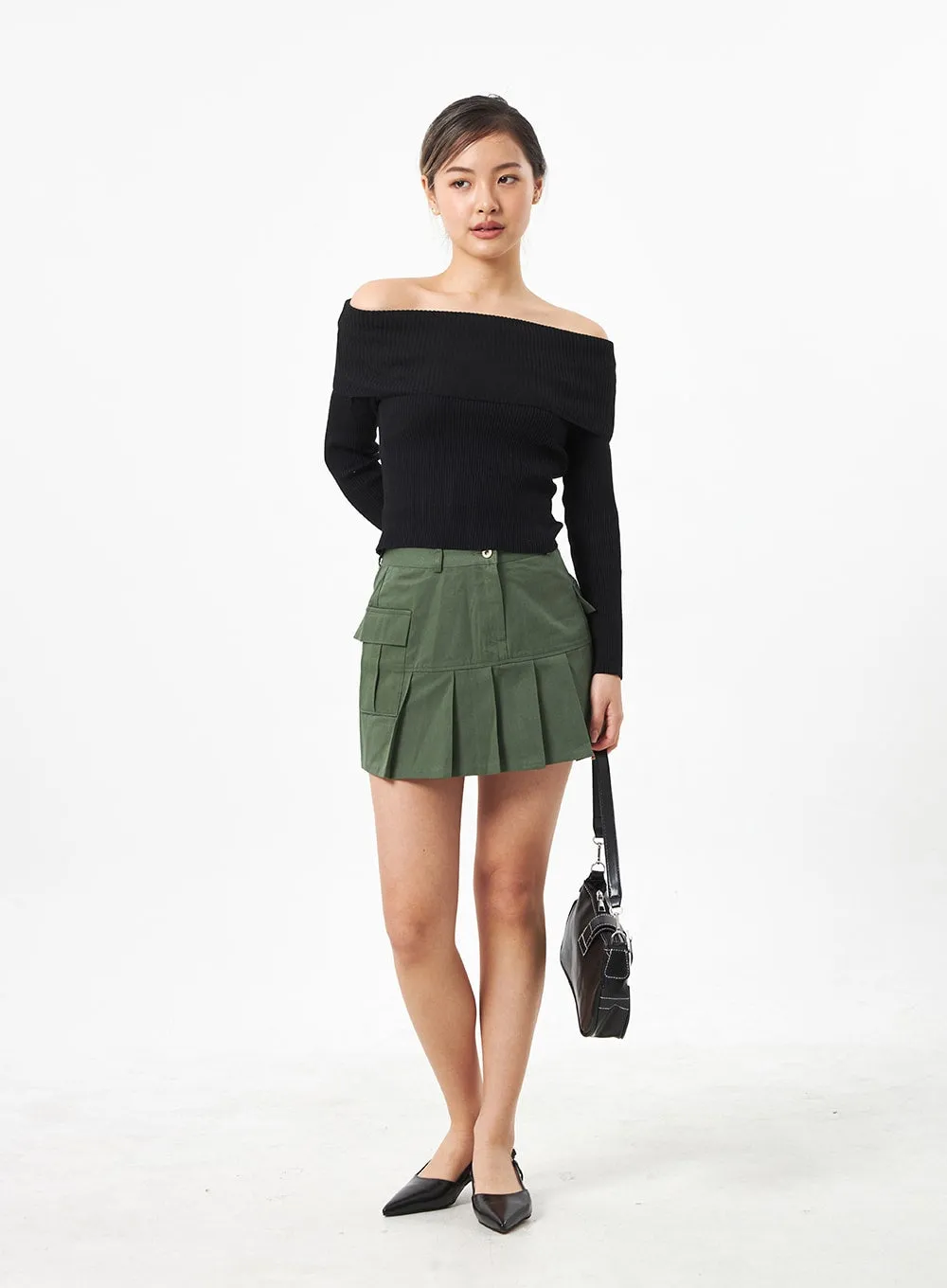 Pocket Pleated Mini Skirt CA304