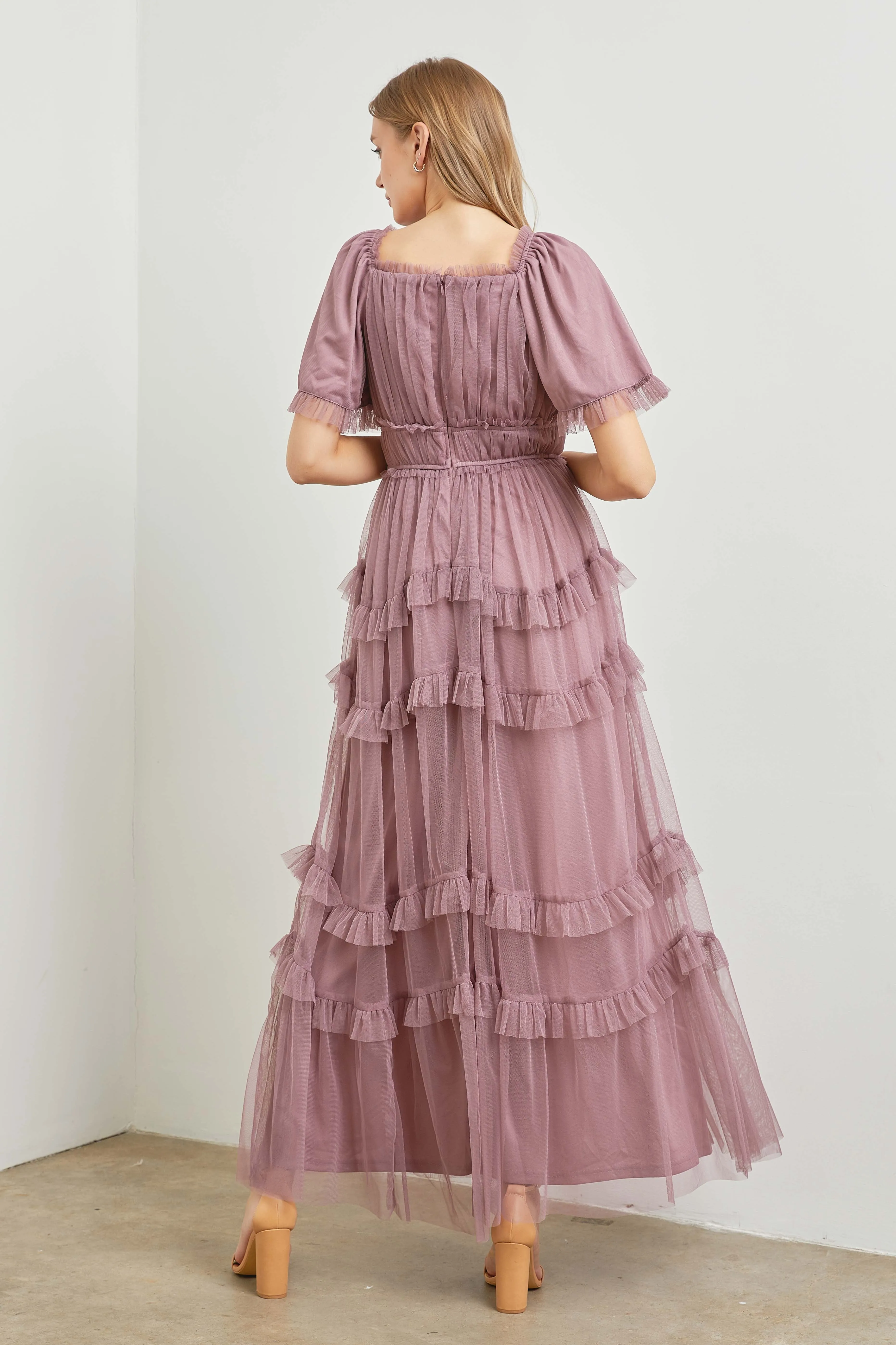 Polgram Tulle Maxi Dress in Dusty Lavender